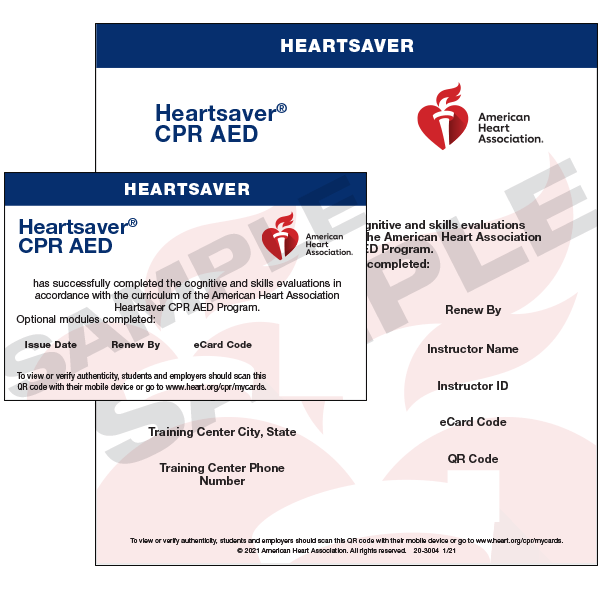 heartsaver cpr aed ecard