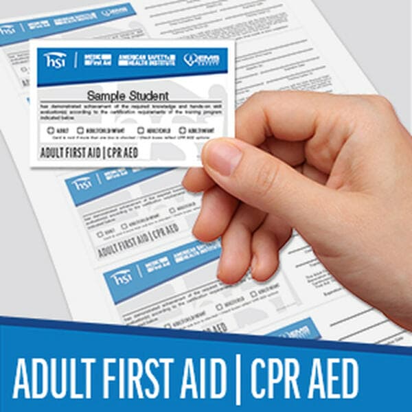 HSI COMBO Adult First Aid, CPR & AED | Print Certification Card | Sheet of 5 | 2020 (G20)